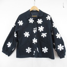 More Jacket Coat Ladies Uk 18 Blue White Floral Pattern Button Collared Casual