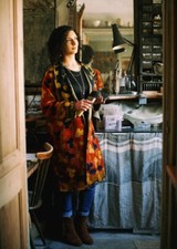 Nila Rubia Recycled Sari Reversible Cotton Anju Kantha Stitched Coat S