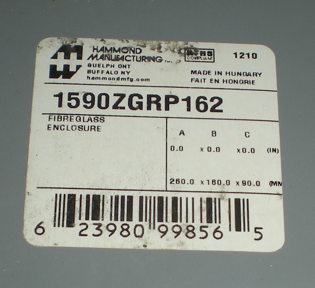 HAMMOND FIBERGLASS NON METALLIC ENCLOSURE BOX 10.25" X 6.30 X 3.5