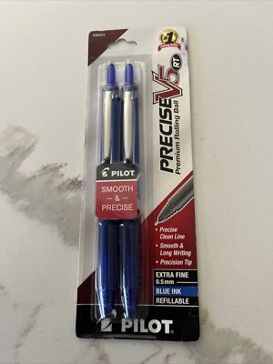 Pilot Precise V5 RT Rolling Ball Pen - Extra Fine Point Blue Ink With 2 Refills