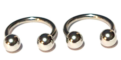 Two Shiny 14g 1/2 6mm Balls Horseshoe Ear Nose Ring SS 316 Look Provocative Hot