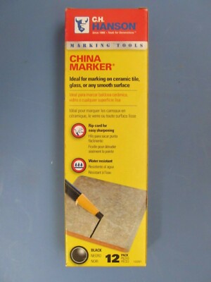  C.H. Hanson China Marker Black Lumber Crayon Package of 12 markers #10391  NEW