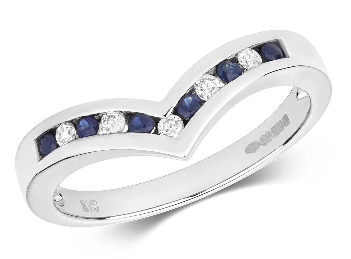 Sapphire and diamond wishbone ring Clearance