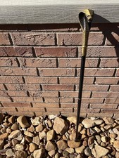 Cane King Cobra Serpent Snake Head Metallic Pharaoh Handled Cane Walking Stick