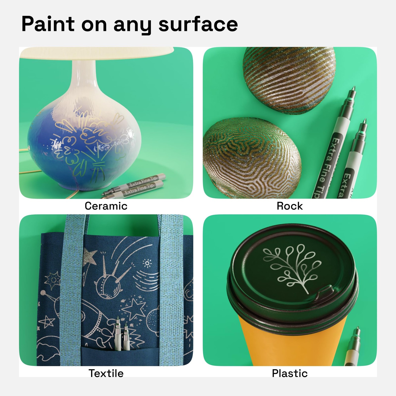 ARTISTRO 2 Silver Permanent Marker - Waterproof Markers for Tire, Fabric, Roc...