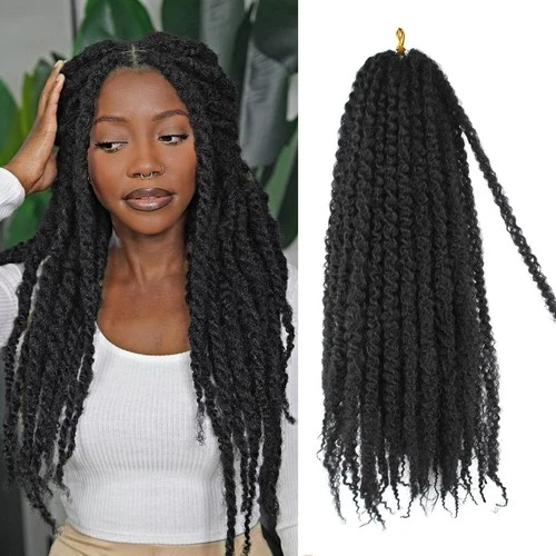 Enbeautiful Marley Twist Hair Extensions 18 Inch 8 Packs Pre-Fluffed Afro Kinky
