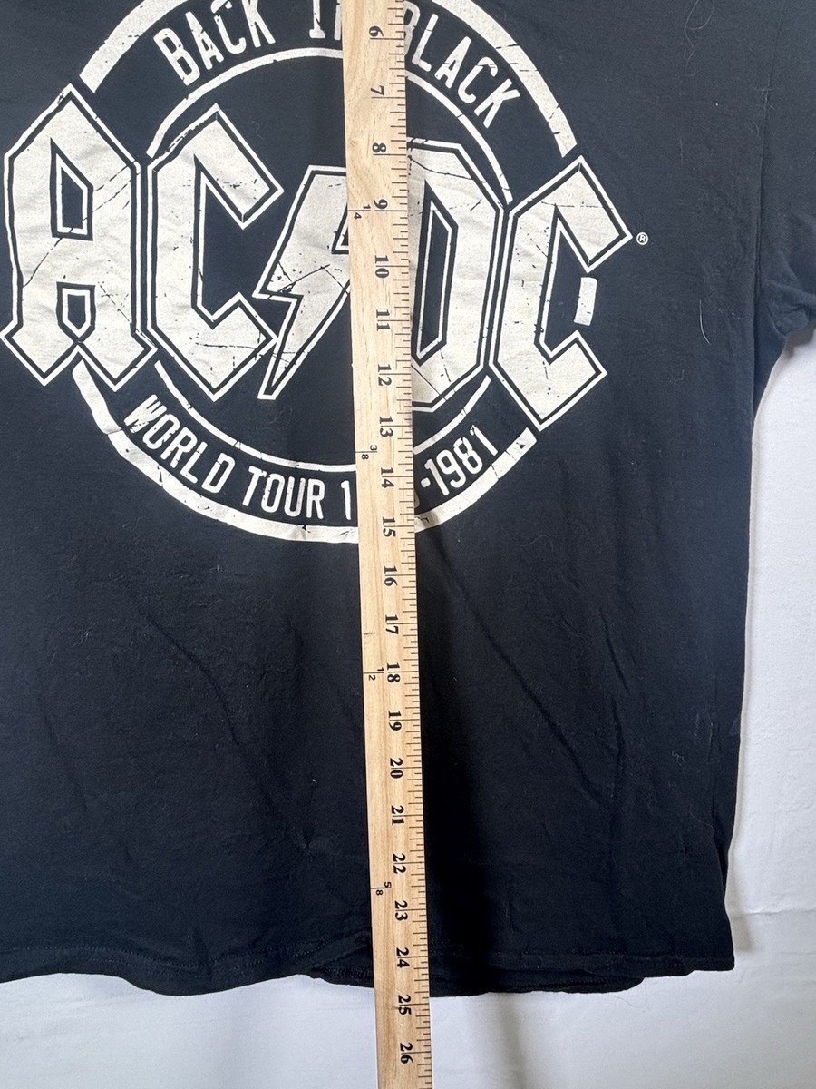 AC/DC T-Shirt Mens Large Black Back In Black World Tour 1980-1981