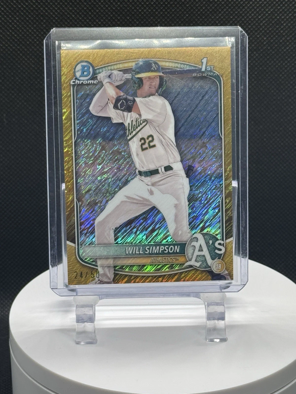 2025 Bowman Chrome Will Simpson 1st Gold Shimmer Auto /50 A’s