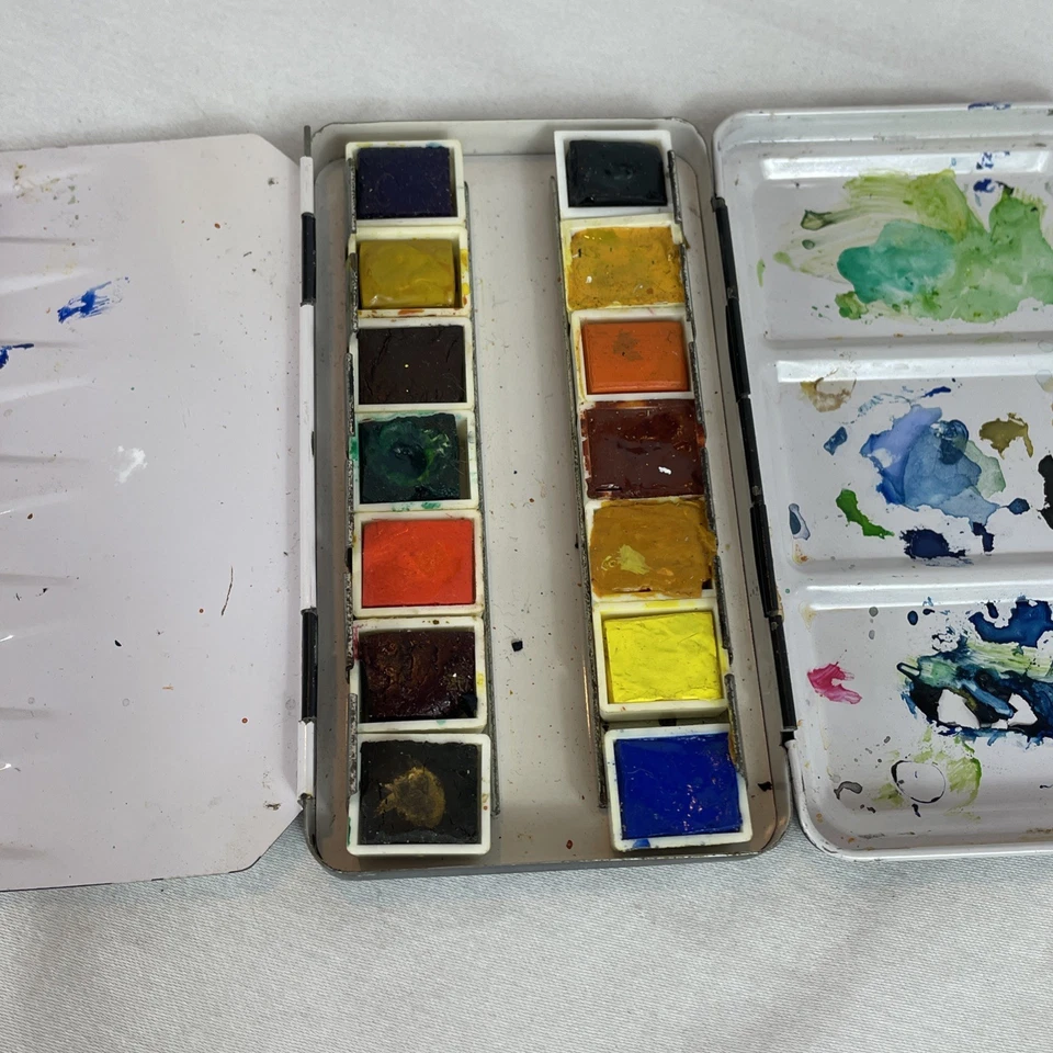 Juego de acuarela de viaje vintage Rembrandt Talen paleta 14 paleta de pintura 1/2 sartenes Foto 3 de 4