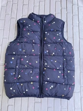 Mothercare Girls Navy Blue Hearts Vest Puffer Pillow Size 9-10 Y