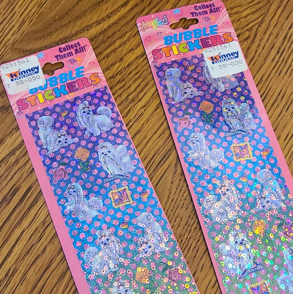 Lisa Frank Prism Holographic Bubble Stickers-Dog Pearls Princess 1990's Lot Of 2 - Image 2 of 4