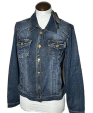 NEW I.N.C. Dark Denim Jean Jacket Lace Up Back Sz Medium $99
