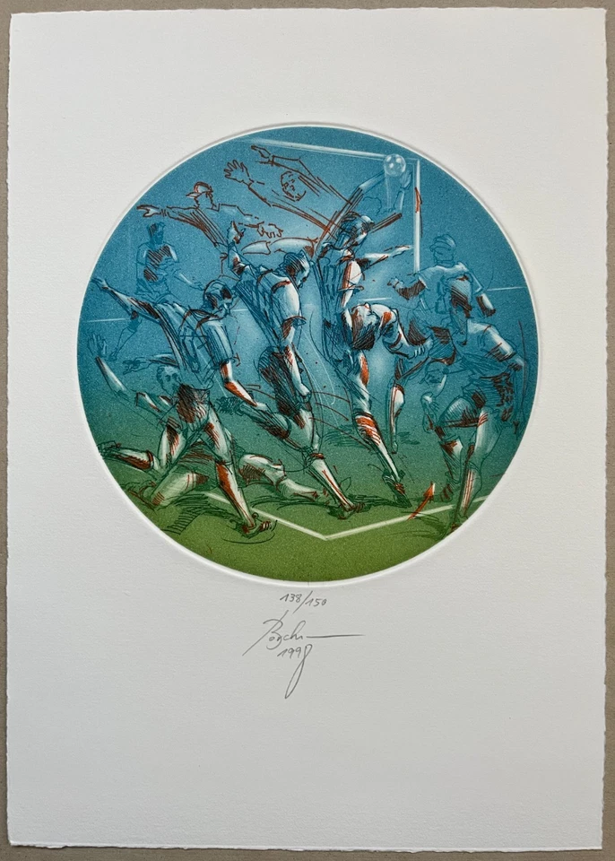 Hans Borchert Signierte numm. Original Radierung - Sport - Fußball - WM 1998 - Bild 2 von 4