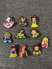 10 Disney Princess Shoe Charms For Croc Type Shoes New Snow White, Ariel, Etc.