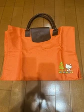 Hello Kitty Tote Bag Orange Canvas Embroidered Used