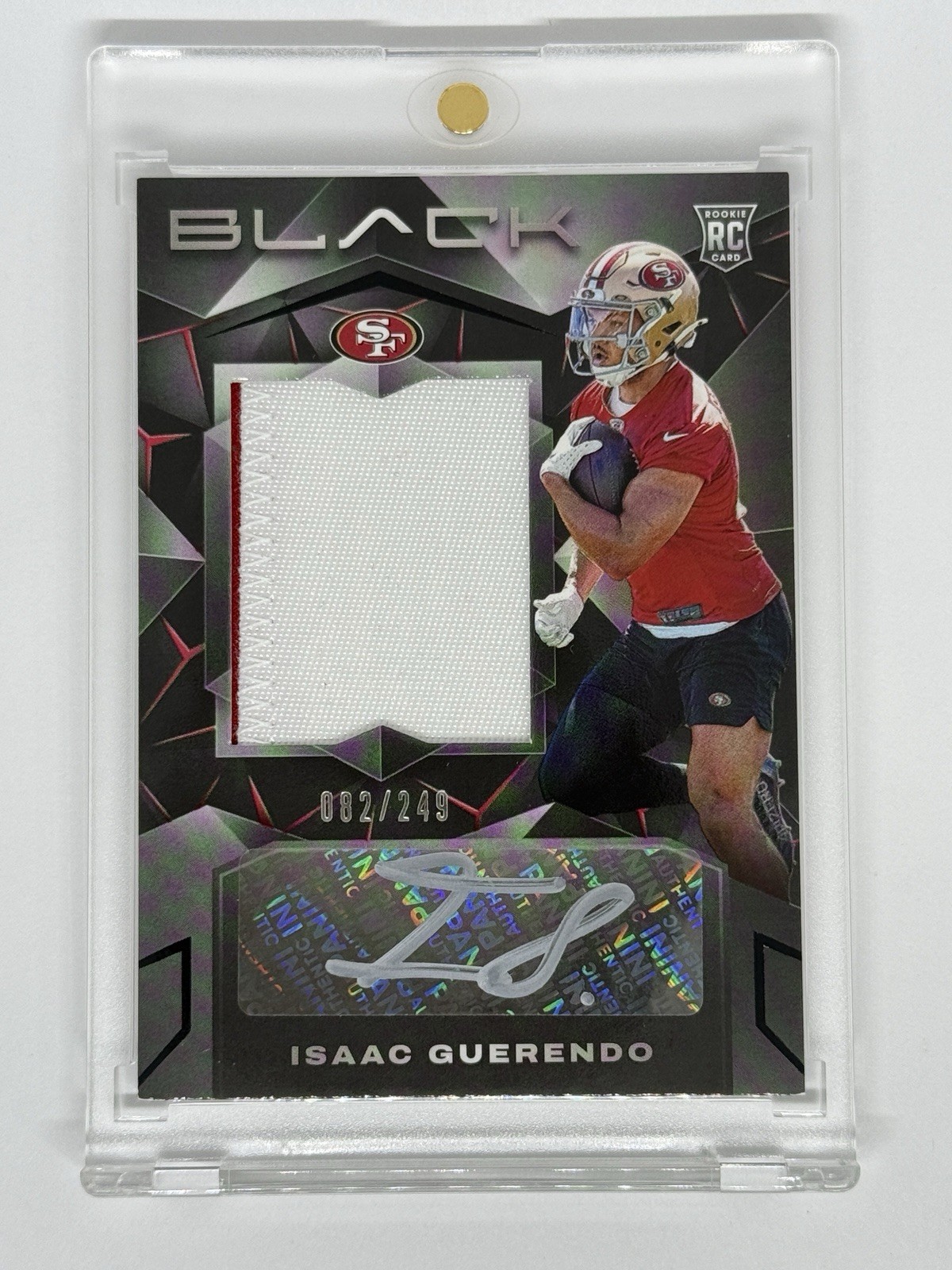 2024 Panini Black -Rookie Patch Autograph Isaac Guerendo #082 /249 (AU, MEM, RC)
