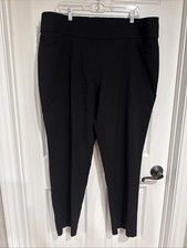 Terra  Sky Women's 1X Flat Front Pull On Straight Leg Career Pant Black