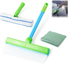 Silicone Window Squeegee Kit - Recyclable Glass Cleaning Tools, Green