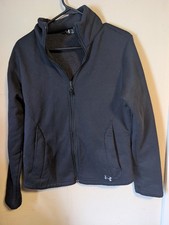 Under Armour UA Women's Full Zip Fleece Lined Black Mock Jacket MEDIUM Pockets
