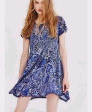 Urban Outfitters Silence + Noise Boho Paisley Fringe Mini Dress XS Asymmetrical