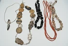 Vintage to Now Wearable Costume Jewelry Lot, Brown Stones , 5 Necklaces