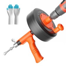 Drain Snake, 25ft Flexible Steel Drain Auger With Drill Adapter, Plumbing Unbloc