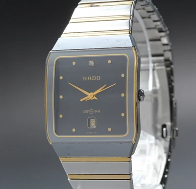 [Exc+5] RADO Diastar 129.0266.3 Datum schwarz quadratisch Qz 28mm Herrenuhr J... - Bild 1 von 4