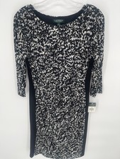 Lauren Ralph Lauren Dress Women’s Size 12 Black White Sheath Stretch NWT Preppy