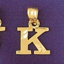 Initial K Charm Pendant 14k Gold