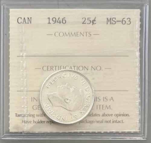 1946 Canada Twenty Five Cents - ICCS MS63   C2