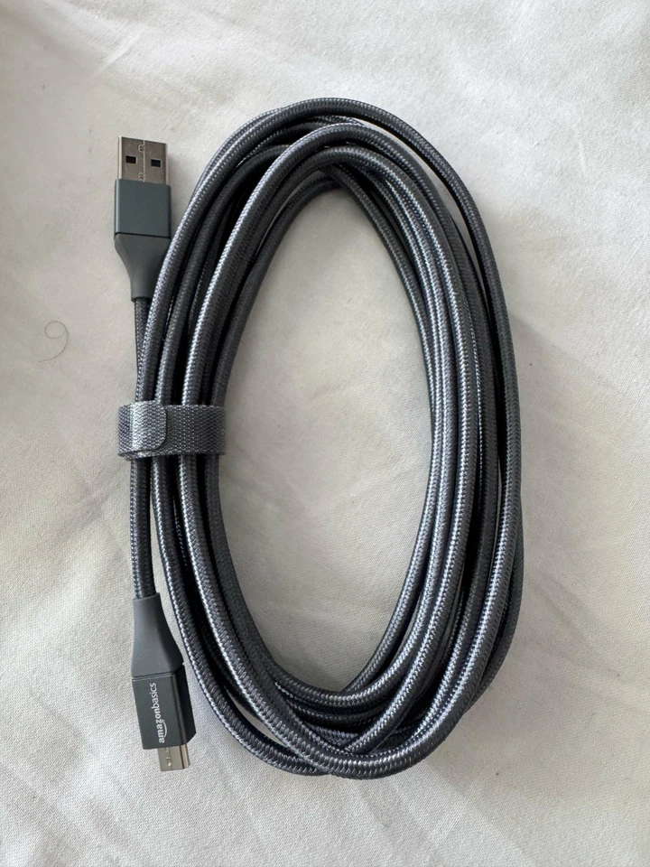 Amazon Basics 10ft Braided USB 2.0 A to Micro-B Cable – Dark Grey Durable Cord - Image 2 of 3