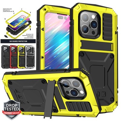 Metal Gorilla Glass Shockproof HeavyDuty Stand Case For iPhone 17 16 15 14 13 12