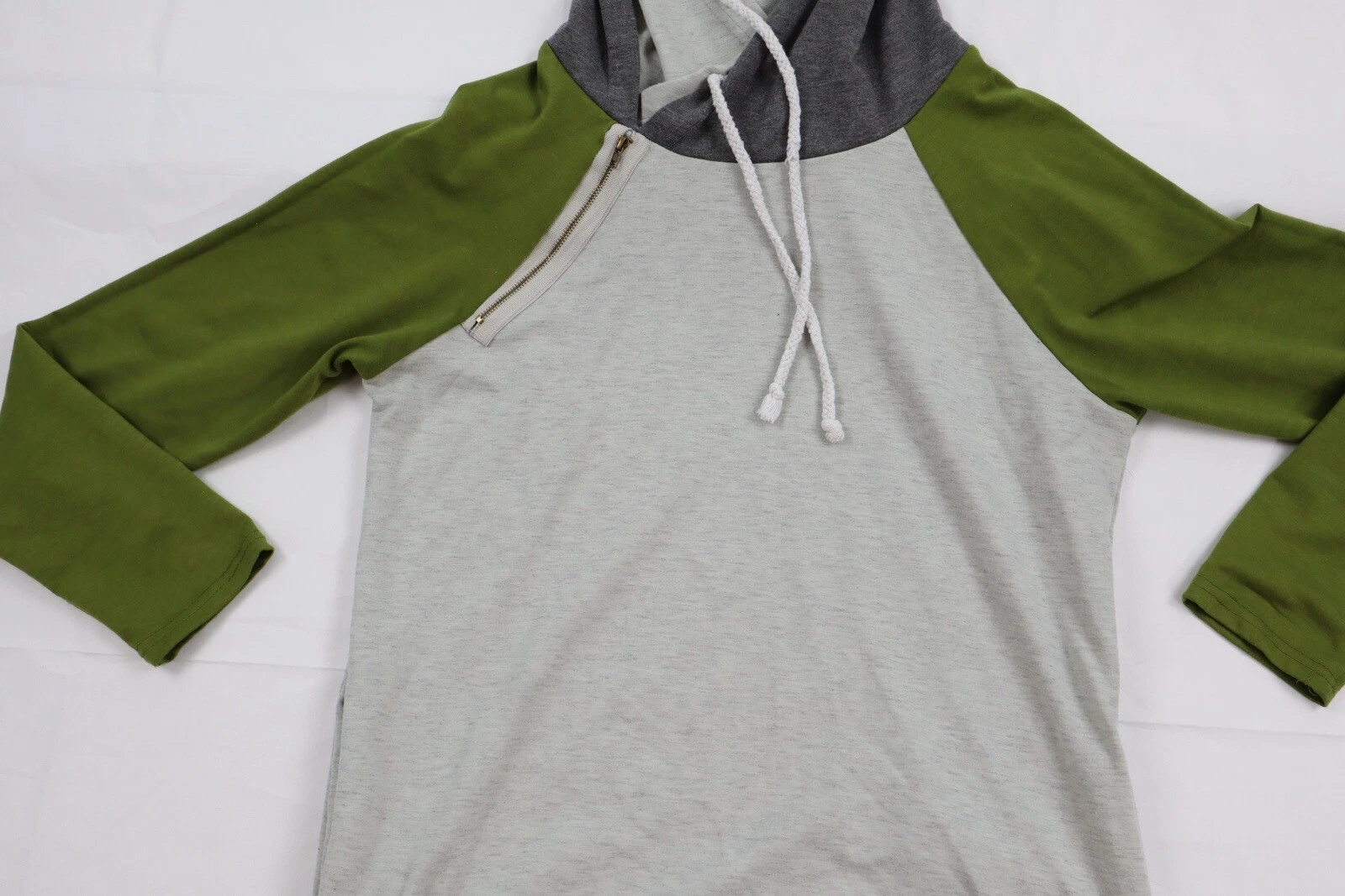 VETEMENTS Felpa con cappuccio donna Regenbogen piccola (S) verde e grigio manica lunga