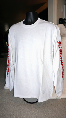 SUPREME T Shirt OLD ENGLISH L/S Top White L Large FW24KN32 | eBay