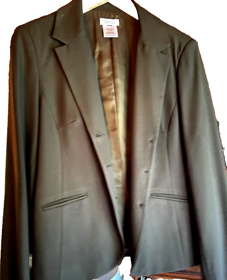 Blazer para mujer Barneys New York 10, oliva, forrado, ajuste peplum, ¡hermoso! Foto 2 de 4