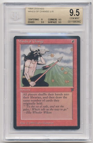 Graded Winds of Change BGS Beckett 9.5 GEM MINT Legends English 1994 MTG Magic!