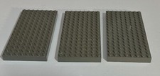 Lote de 3 placas base de ladrillo Lego 8X16 punto/perno gris gris 2,5"x5" de espesor