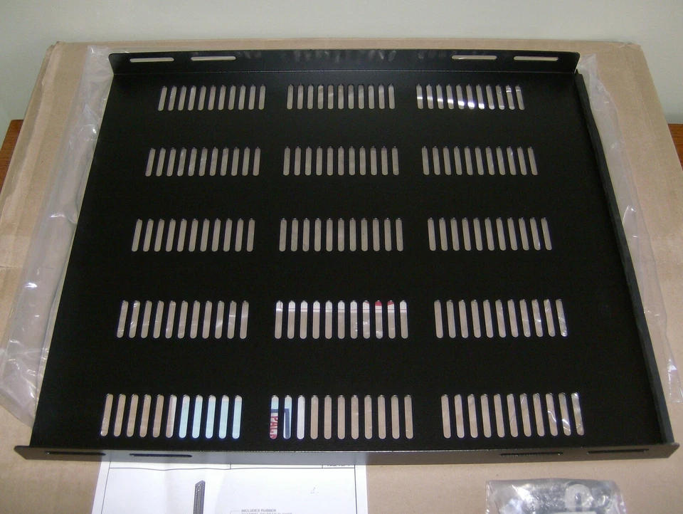 Hammond Manufacturing 4-Post 1U Rackmount Fixed Vent Black Shelf RZVS1921BK1 NEW - Image 2 of 3