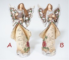 “Hope in your Heart” or “Joy to the World” Wood Look Angel Holiday Figurine