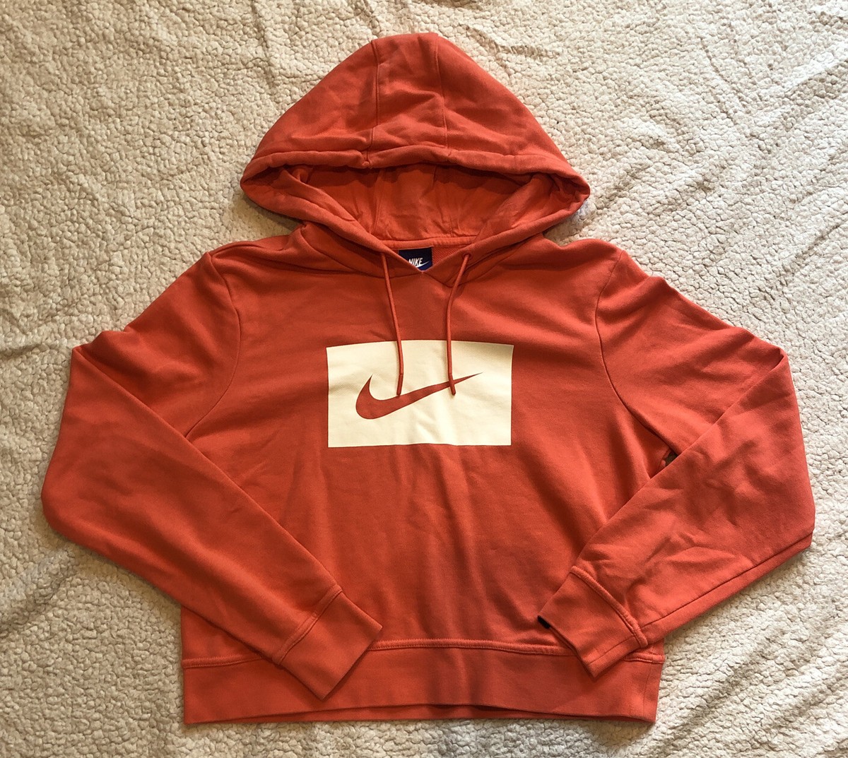 Nike Crop Retro Terry Towelling Crop Sweatshirt In Orange Nike