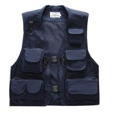 Men Fishing Vest Mesh 14 Pockets Cargo Waistcoat Outdoor Hiking Gilet Summer Top