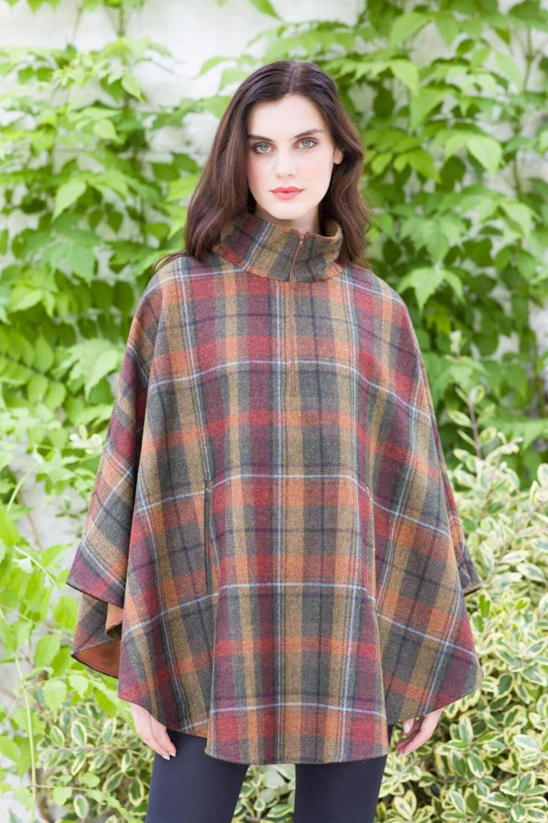 Ladies Irish WoolHalf Zip Poncho (321)