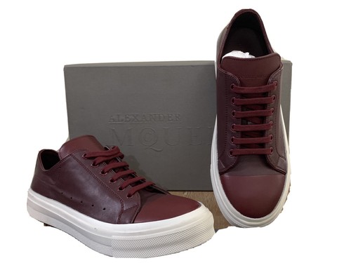Alexander MCQUEEN Bordeaux Rosso Lacci Scarpe Da Ginnastica in Pelle SZ 7.5  D | eBay