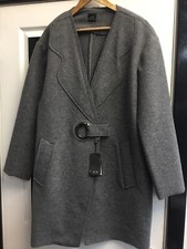 Armani Exchange Caban Womens Grey Goose Wool Mix 3/4 Coat Sz Xl Rrp £230