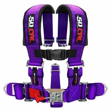 5 Point Safety Harness 2 Inch Padded Seat Belt Latch Lock Sternum Strap Purple