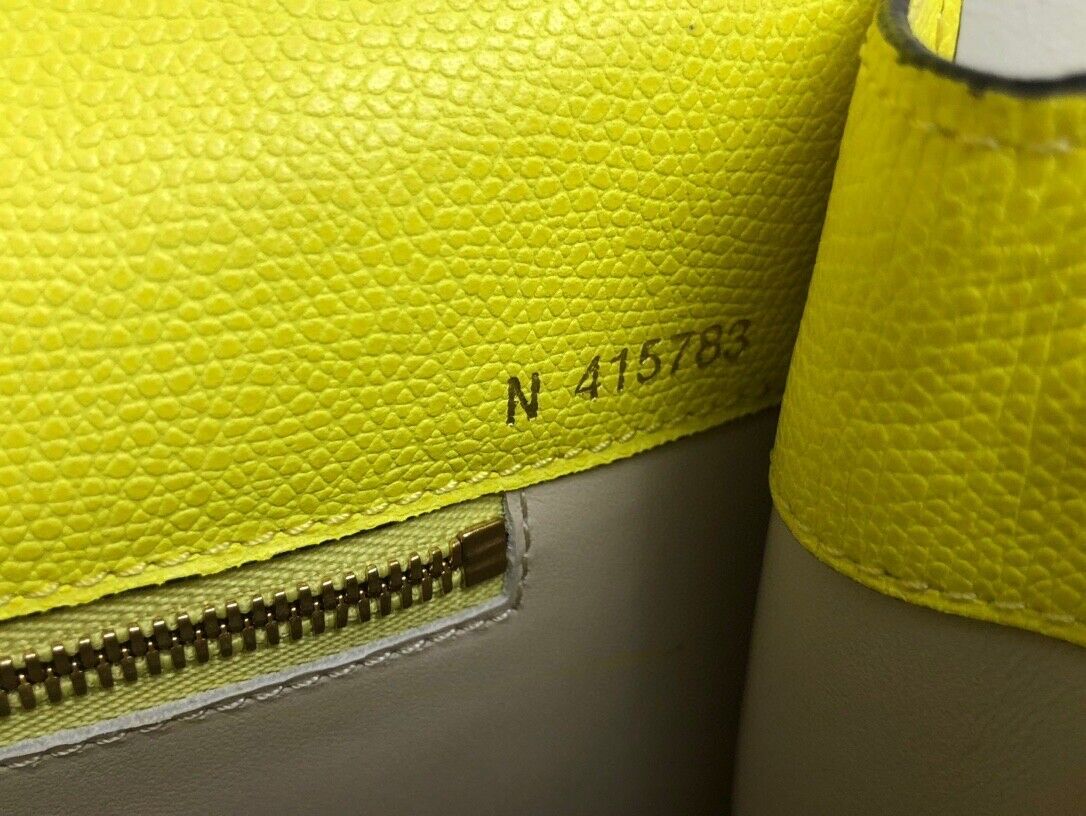 AUTH VALEXTRA YELLOW LEATHER TOP HANDLE FLAP TOTE… - image 8