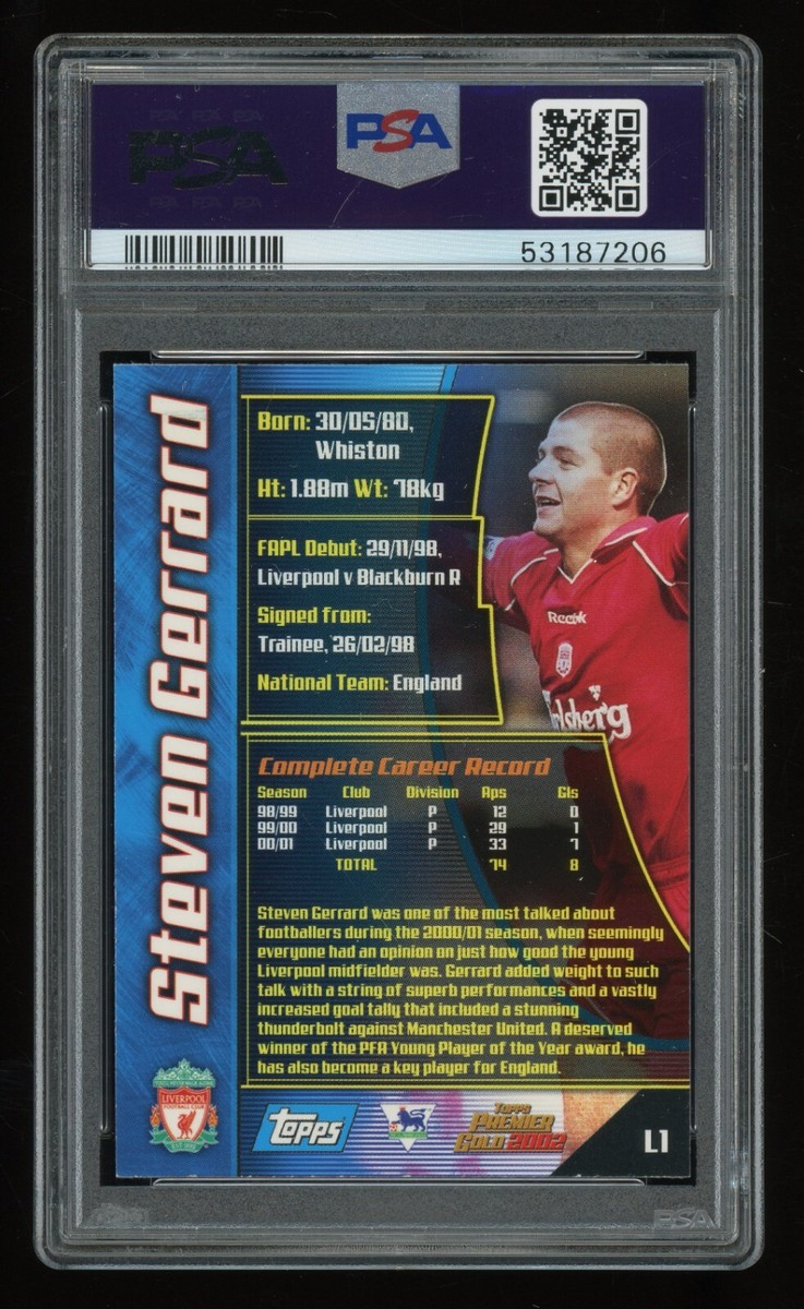 2001 Topps Premier Gold Steven Gerrard PSA 9 Liverpool #L1 | eBay