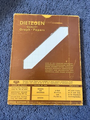 Vintage DIETZGEN ORANGE GRAPH PAPER 340R-L512 With Original Packaging 81 Pages