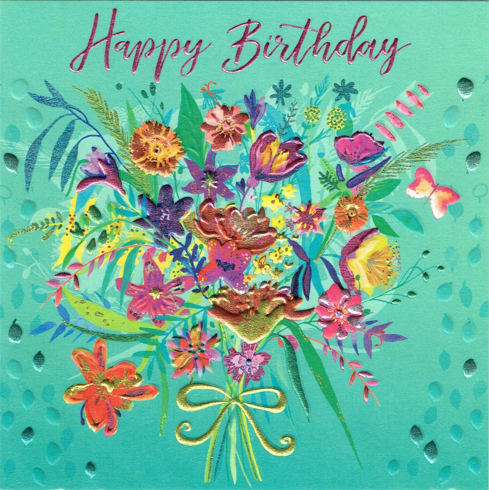 BIRTHDAY CARD Quality embossed Floral design card size 160x160mm
