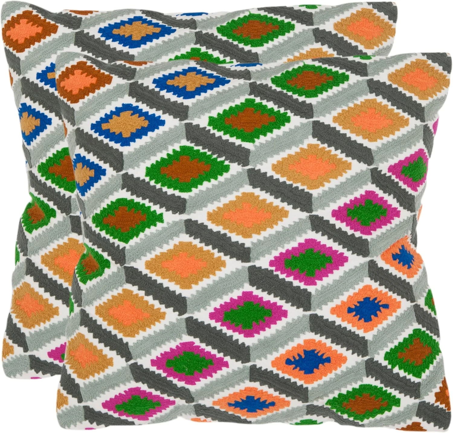 Lacey Decorative Pillows, 18-Inch, Multicolored, Set of 2
